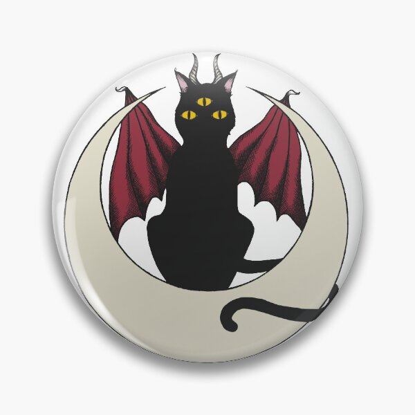 Item preview, Demonic occult winged cat on a crescent moon designed and sold by RedFinchDesigns.