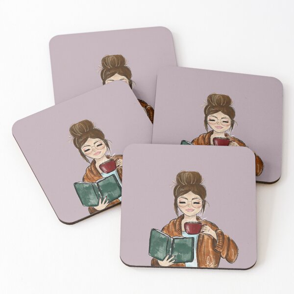 Item preview, Cozy Fall Girl with Book and Coffee designed and sold by Daisy Ring Art.