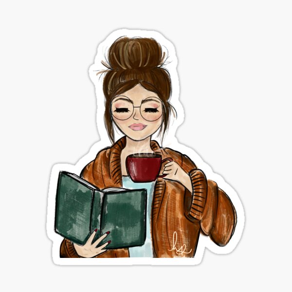 Item preview, Cozy Fall Girl with Book and Coffee designed and sold by Daisy Ring Art.