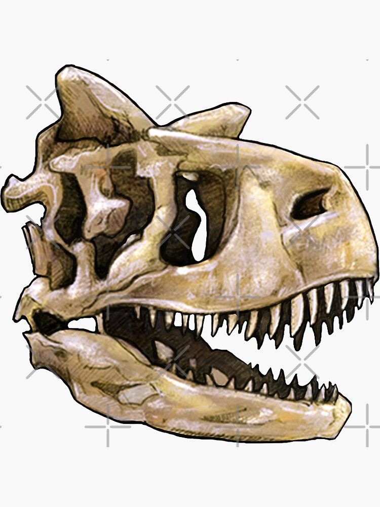 Thumbnail 3 of 3, Sticker, Dinosaur Skull Carnotaurus Sticker designed and sold by CassWArt.