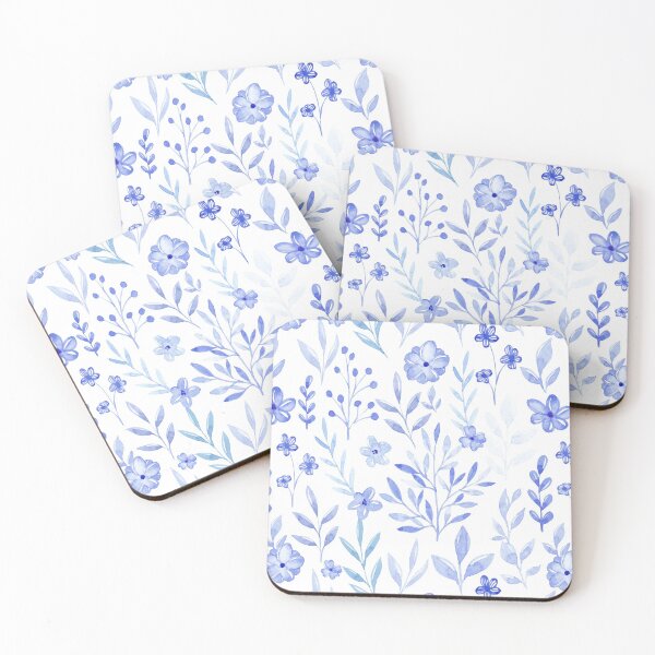 Item preview, Monochromatic Water Color Blue Flower Floral Background designed and sold by noirty.