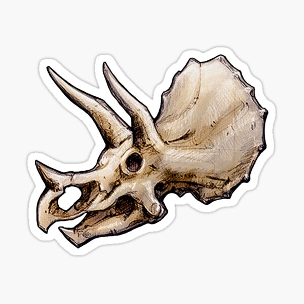 Dinosaur Skull Triceratops Sticker Sticker