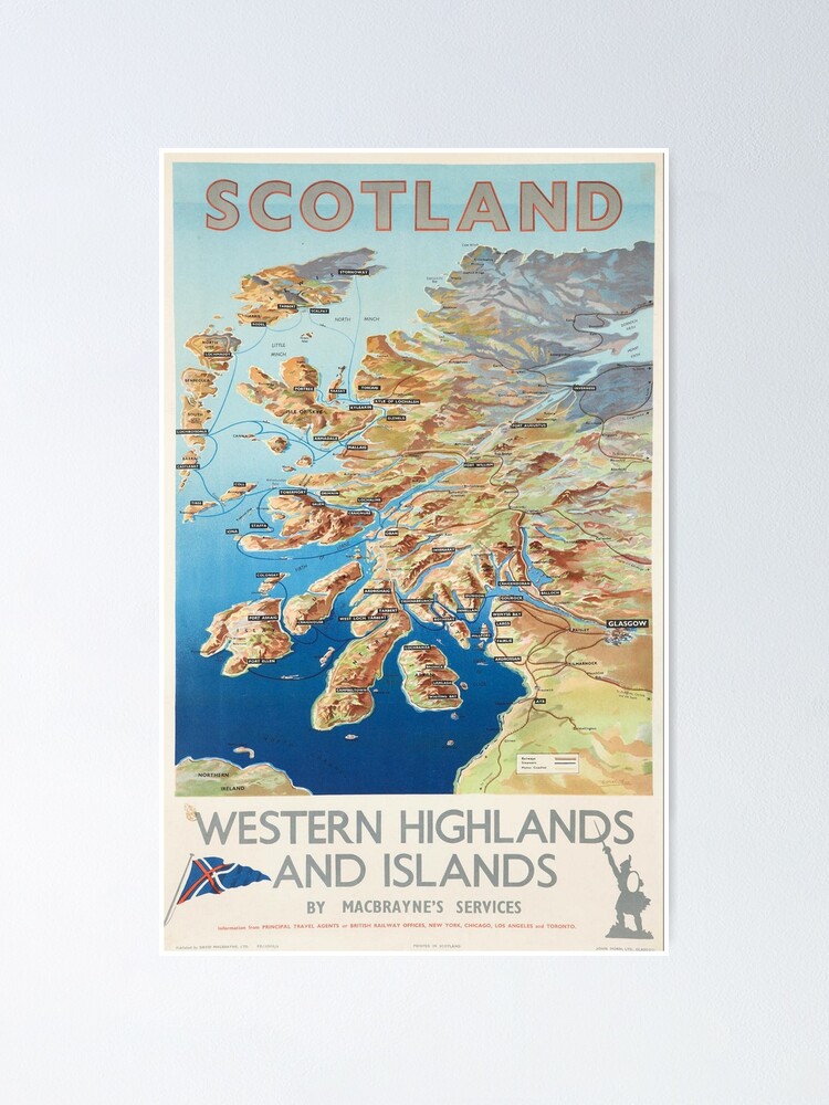 Alternate view of Scotland Western Highlands and Islands by MacBraynes Services Vintage Poster Print. Poster