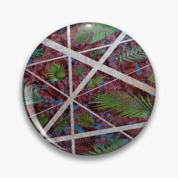 Item preview, Abstract green palm leaves on a dark red background with Silver stripes. designed and sold by jayne0524.