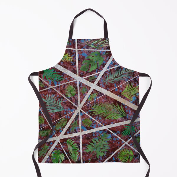 Item preview, Abstract green palm leaves on a dark red background with Silver stripes. designed and sold by jayne0524.