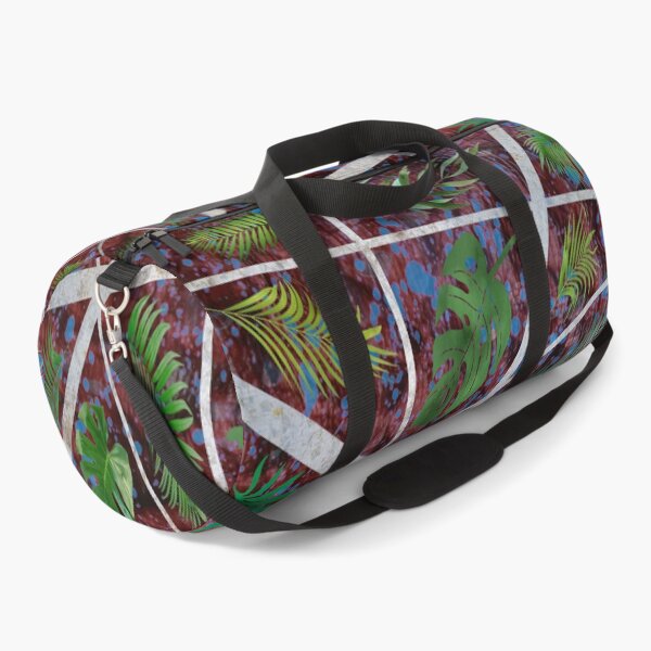 Item preview, Abstract green palm leaves on a dark red background with Silver stripes. designed and sold by jayne0524.