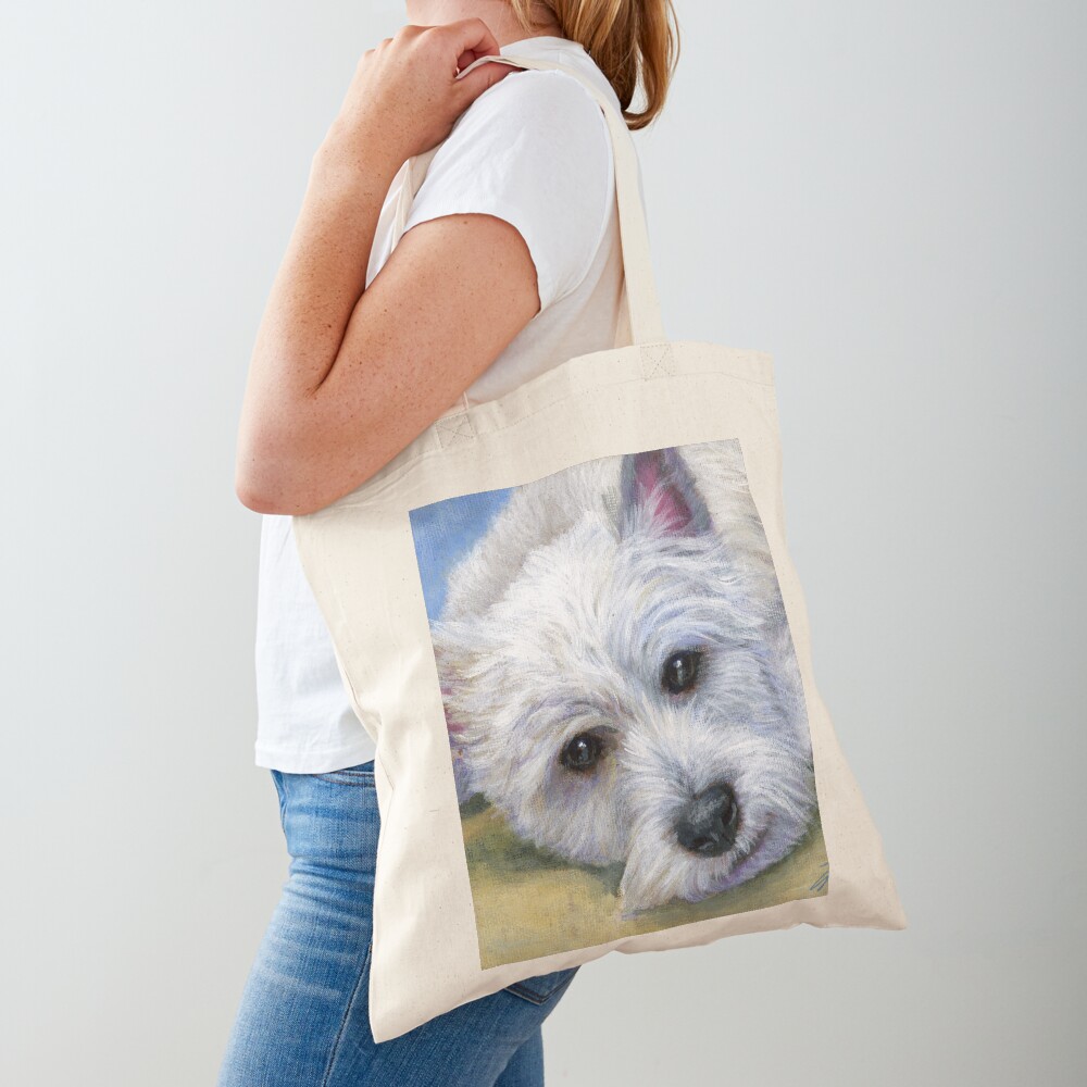 Quadro De Cachorro Westie exclusiva bolsa tote de linho feminina sacola Eco-Friendly Tote 