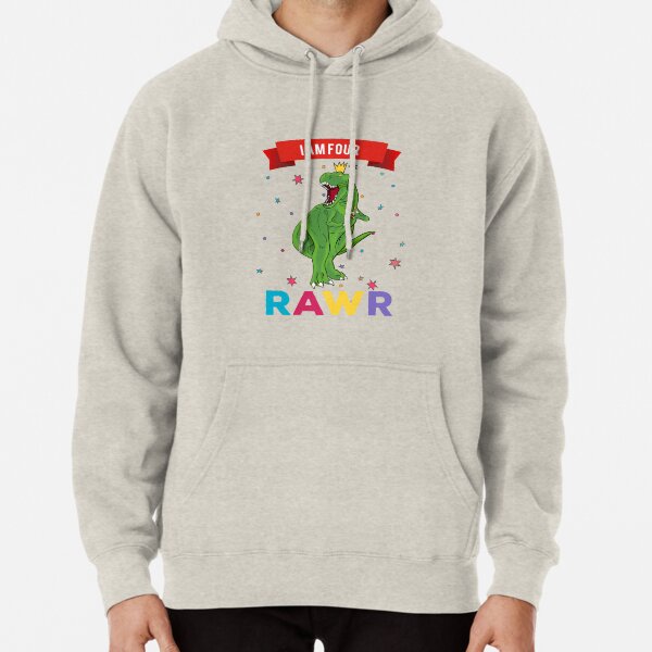 4 Year Old Roar I am Four BirthdayTee Pullover Hoodie