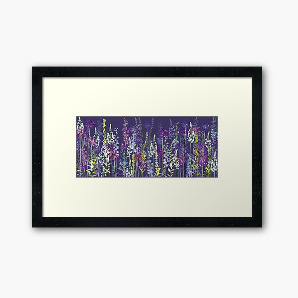 Purple Flower Meadow - Alliums, Delphiniums & Veronica Gentianoides Framed Art Print