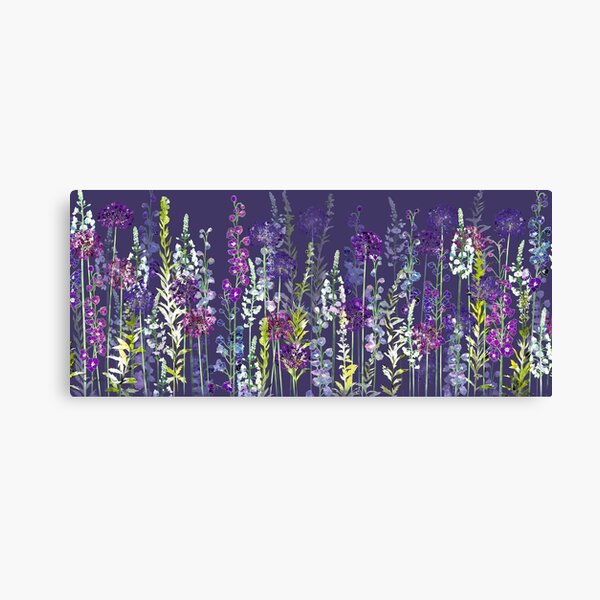 Purple Flower Meadow - Alliums, Delphiniums & Veronica Gentianoides Canvas Print