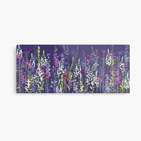 Purple Flower Meadow - Alliums, Delphiniums & Veronica Gentianoides Metal Print