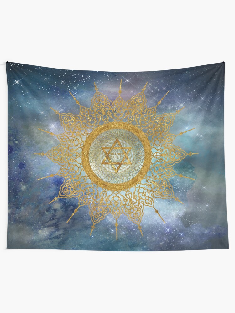 Alternate view of YHVH Gold Mandala Tapestry