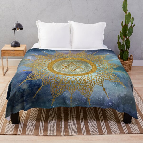 YHVH Gold Mandala Throw Blanket