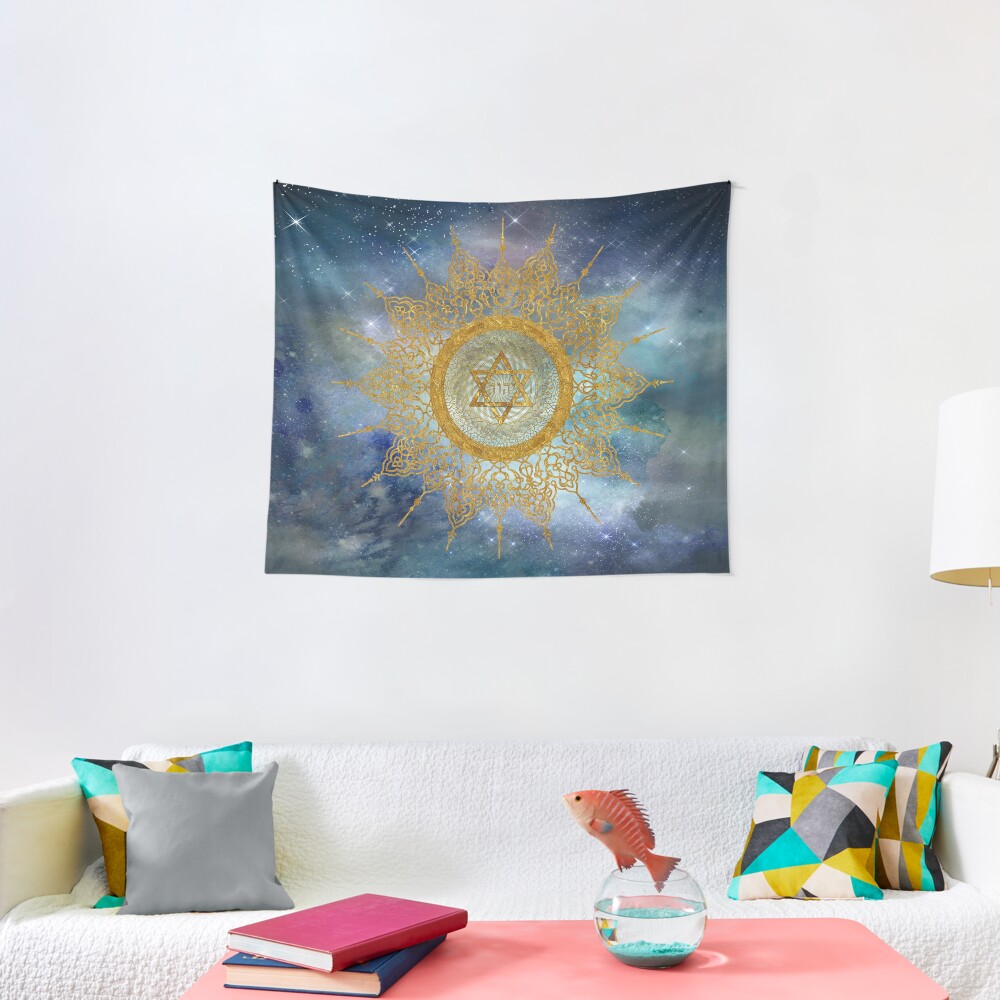 YHVH Gold Mandala Tapestry