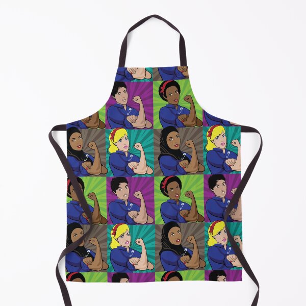Item preview, Pop art poster of multicultural Rosie the Riveters wearing a safety pin designed and sold by La Cartoonista.