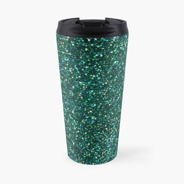 Sparkly Jade Green Peacock Glitter Travel Mug