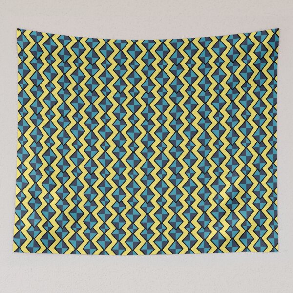 Item preview, Yellow Lighting Bolts around Blue Triangle Squares  designed and sold by MelindaLedsome.
