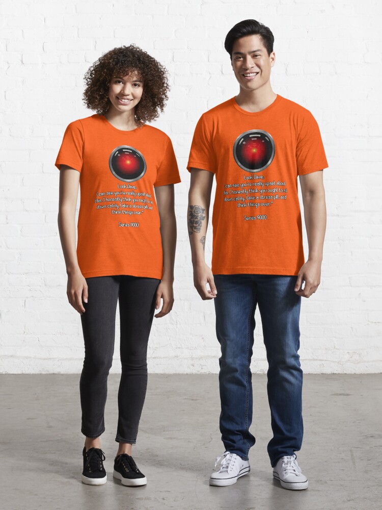 black shirt with orange writing