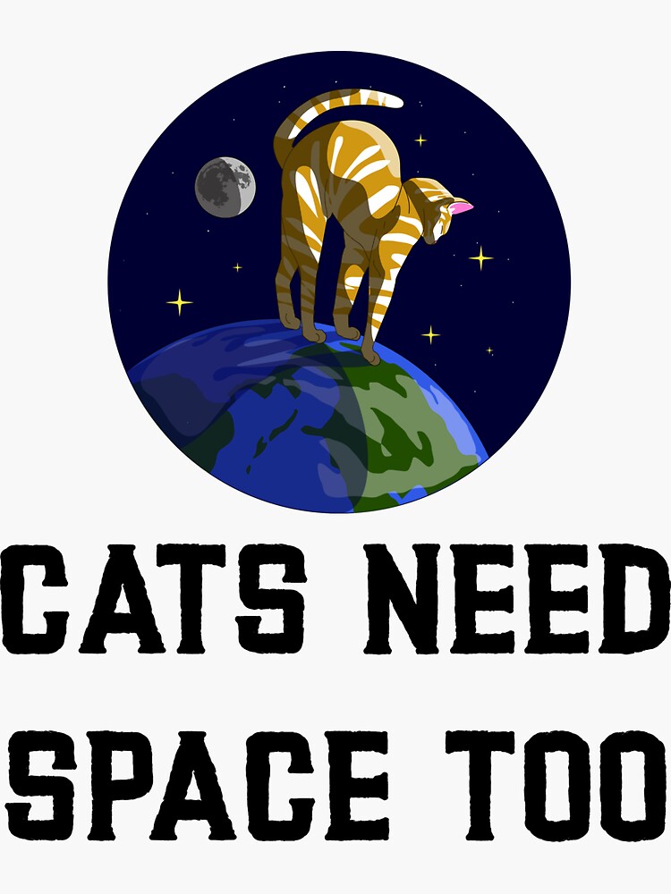 "Cats Need Space Too" Sticker for Sale by Obiscidan Redbubble