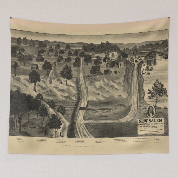 Item preview, Vintage Abraham Lincoln New Salem Map (1837) designed and sold by BravuraMedia.