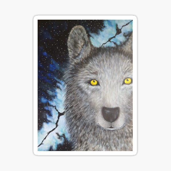 Large Galaxy Sky Wolf Sticker