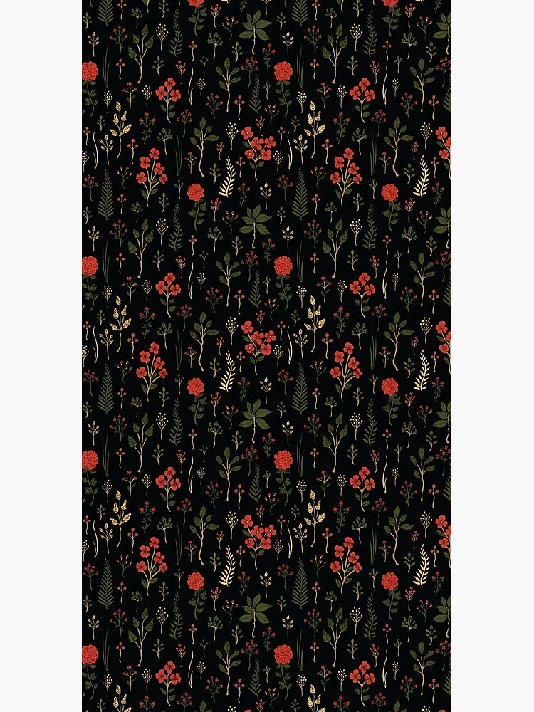 Green, Red-Orange, and Black Floral/Botanical Print by somecallmebeth