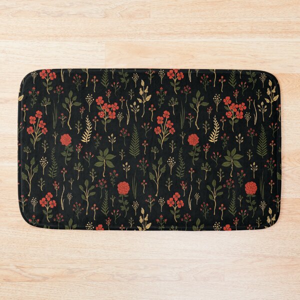Item preview, Green, Red-Orange, and Black Floral/Botanical Print designed and sold by somecallmebeth.