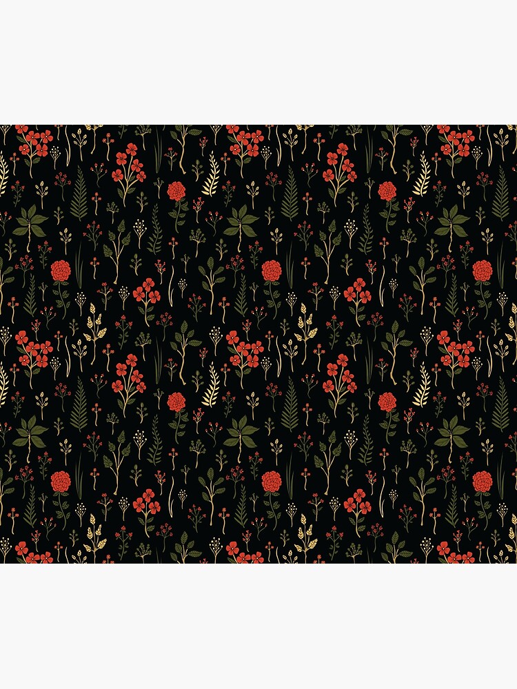 Green, Red-Orange, and Black Floral/Botanical Print by somecallmebeth