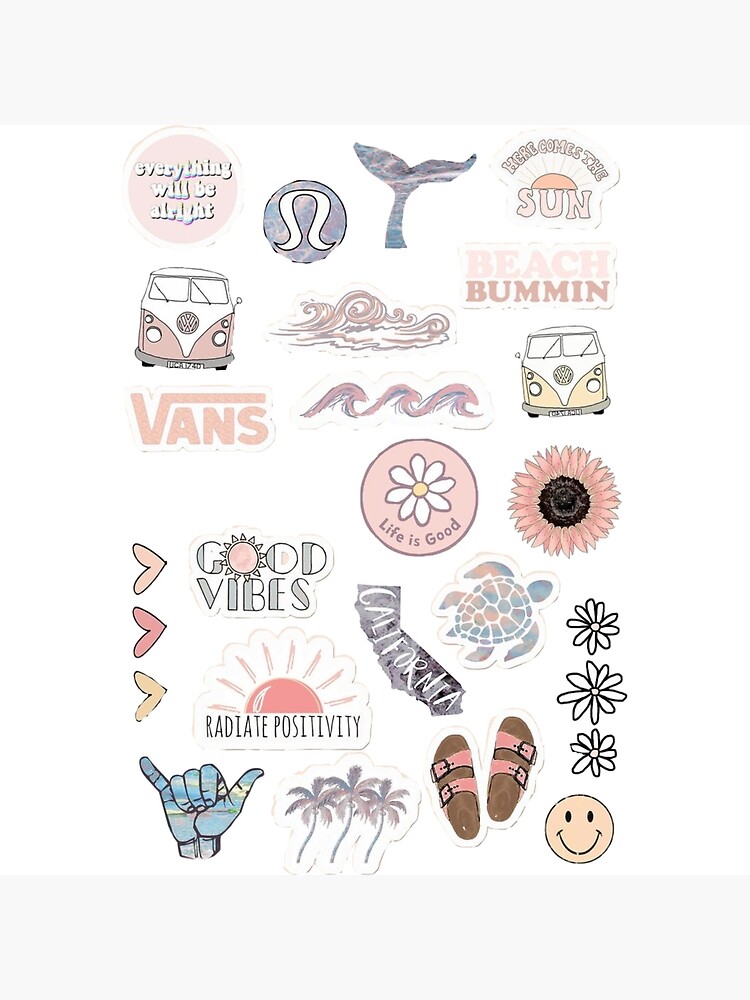 vsco light blue yellow pink sticker pack canvas print by