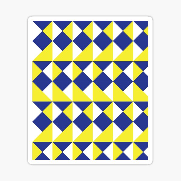 Trendy Yellow, Blue and White Retro Design Sticker