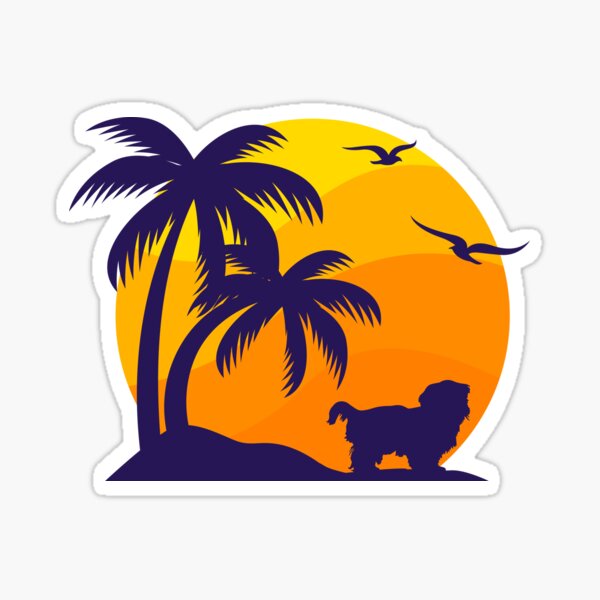 Sunset Palm and Shih Tzu Sticker