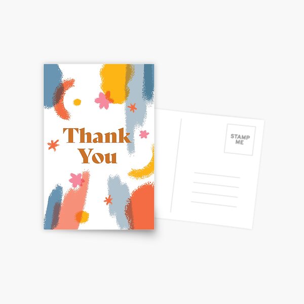 Thank You Card Modern Brush Strokes Postcard
