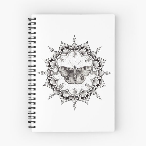 Item preview, Butterfly mandala in pen and ink dotwork designed and sold by René Voortwist Pen and Ink art.