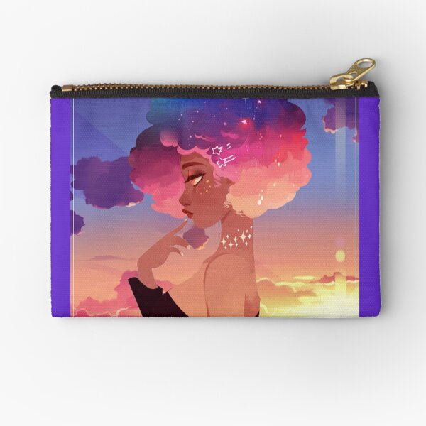 Space Rainbow Afro Zipper Pouch