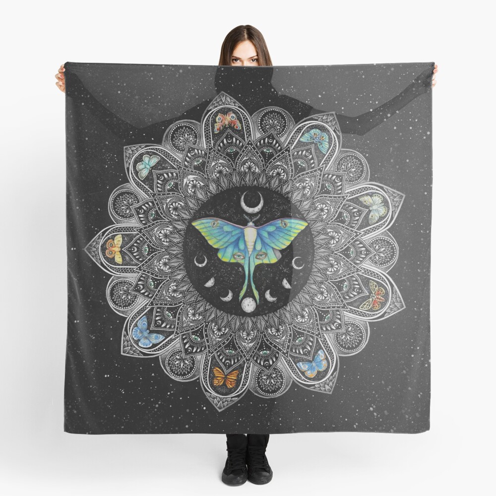 Lunar Moth Mandala with Background Scarf