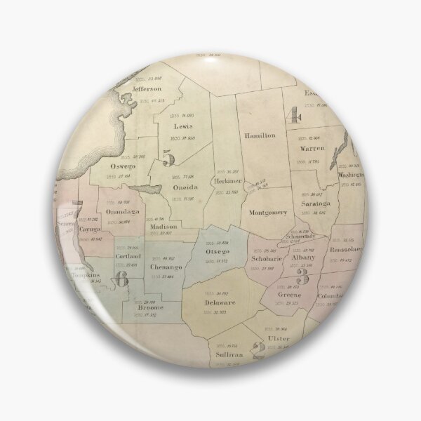 Item preview, Vintage NY State Population Map (1836) designed and sold by BravuraMedia.