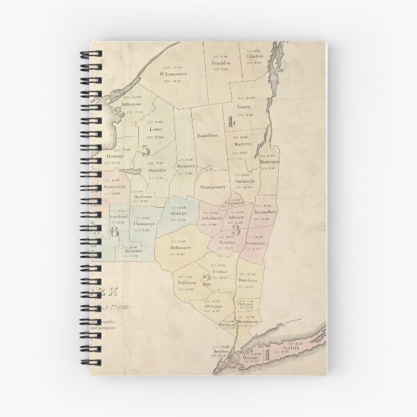 Item preview, Vintage NY State Population Map (1836) designed and sold by BravuraMedia.