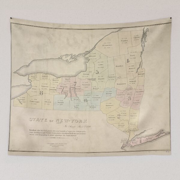 Item preview, Vintage NY State Population Map (1836) designed and sold by BravuraMedia.