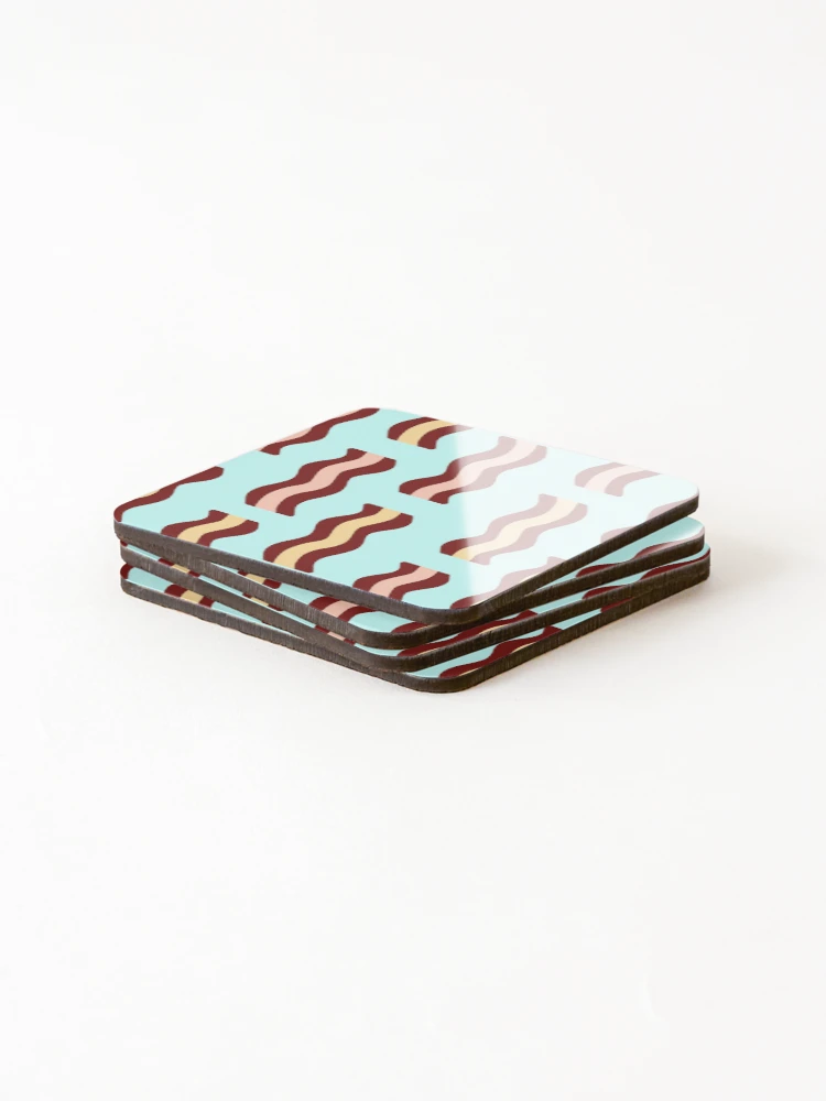 Thumbnail 4 of 5, Coasters (Set of 4), Little Breakfast Bacon Pattern designed and sold by SortaFire.