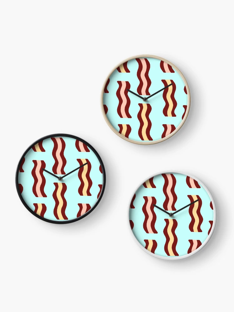 Thumbnail 3 of 4, Clock, Little Breakfast Bacon Pattern designed and sold by SortaFire.