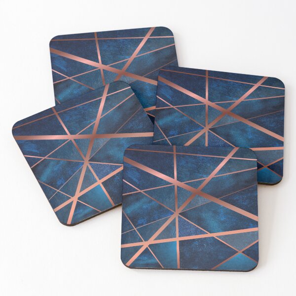 Item preview, Abstract on blue background with Rose Gold stripes. designed and sold by jayne0524.