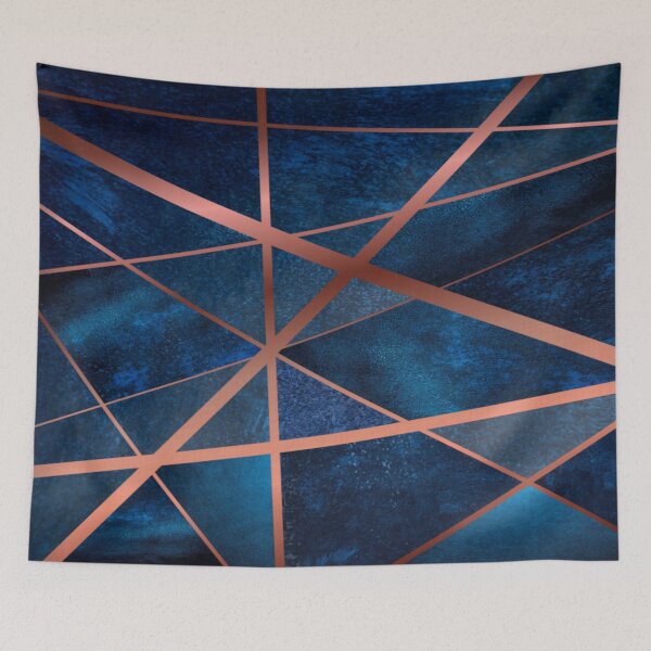 Item preview, Abstract on blue background with Rose Gold stripes. designed and sold by jayne0524.