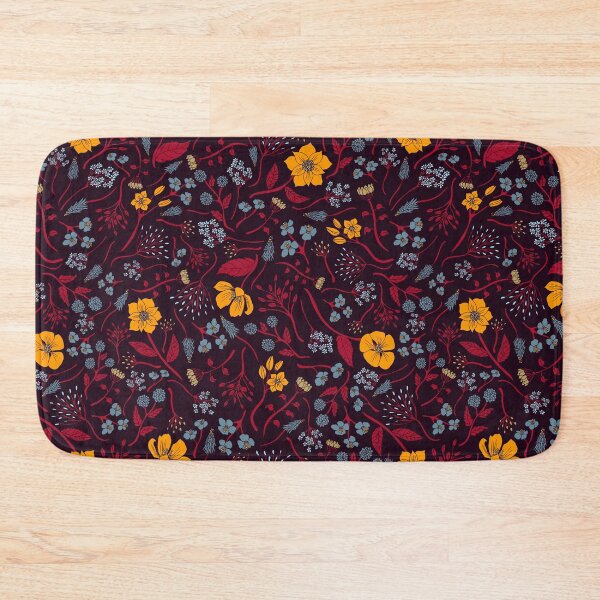 Item preview, Mustard Yellow, Burgundy & Blue Floral Pattern designed and sold by somecallmebeth.