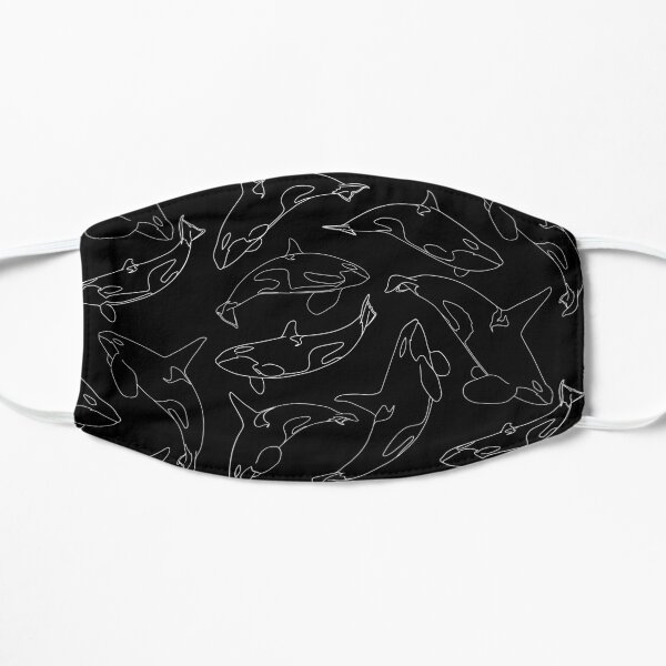 Killer Whale LineArt Collage, Black Mask