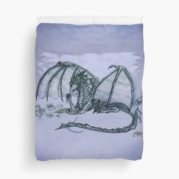 "Material Girl" by Amber Marine ~ (Amethyst Version) Storm Dragon art, graphite and charcoal (Copyright 2005) Duvet Cover