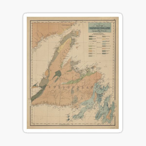 Item preview, Vintage Geological Map of Newfoundland (1875) designed and sold by BravuraMedia.