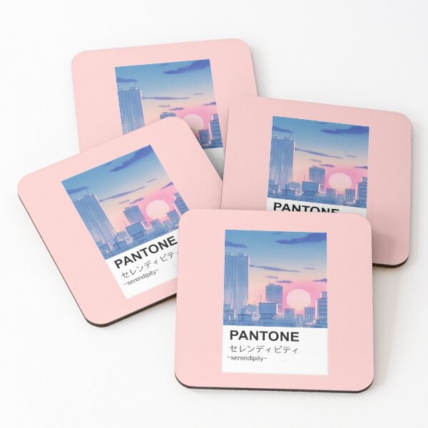  Pantone aesthetic anime city paint Coasters (Set of 4)