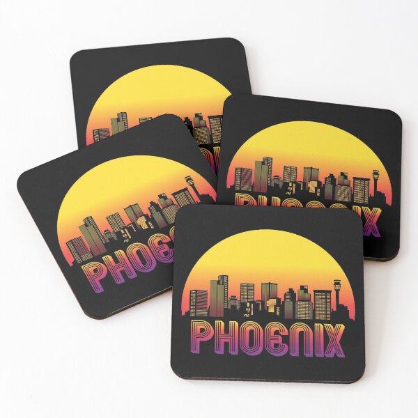 Item preview, Phoenix City Skyline with Retro Sunset designed and sold by CoolSilhouettes.