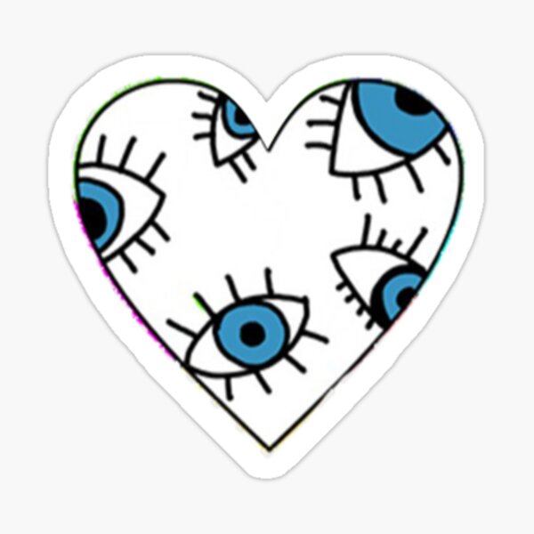 "White Heart(with eyes)Sticker" Sticker for Sale by isarl27 Redbubble