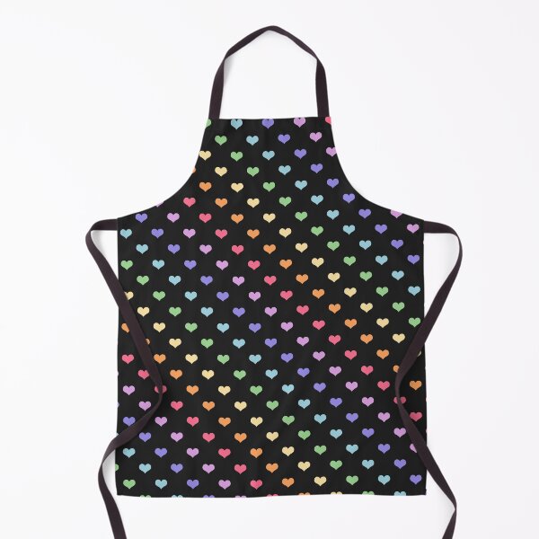 Kawaii Black Rainbow Hearts Apron